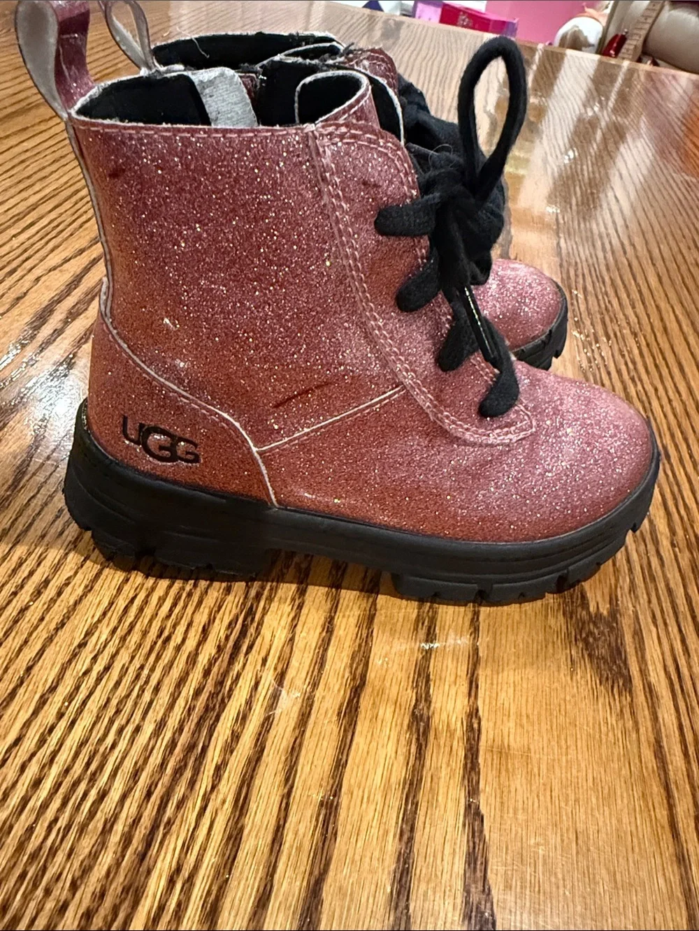UGG Kids Sparkle Rose Lace-Up Boots